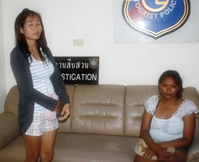Panthippa Kampan (left) and Jiraporn Sa-ngob (right) have been arrested for allegedly pimping out Jiraporn’s 14-year-old daughter.